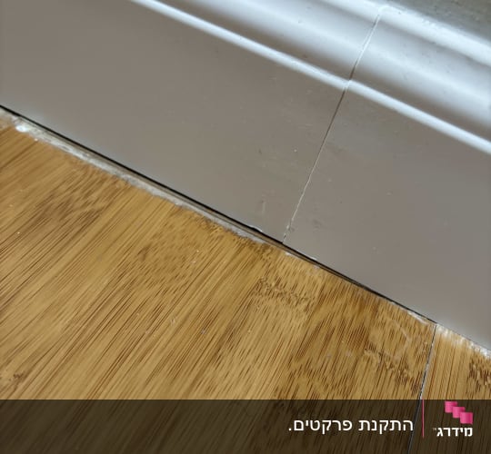 פרקט עץ ליד קיר עם פנל לבן